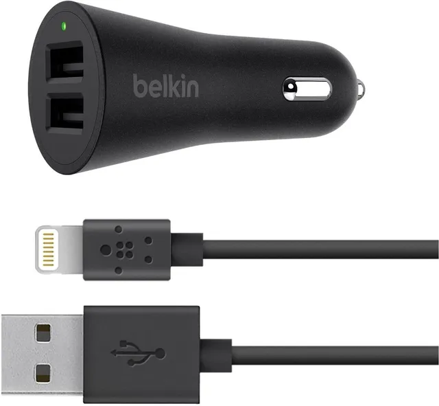 belkin-boost-up-4-8-a-2-port-kfz-ladeger-t-mit-lightning-kabel-24-w-2x-usb-a-led image 1