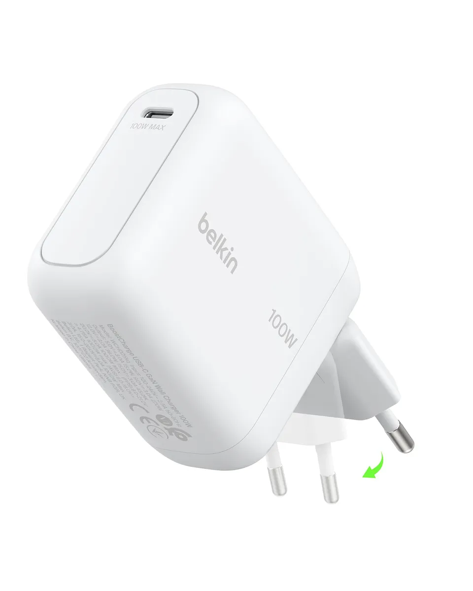belkin-boostcharge-100w-usb-c-gan-schnellladeger-t-einklappbarer-stecker-kompati image 1