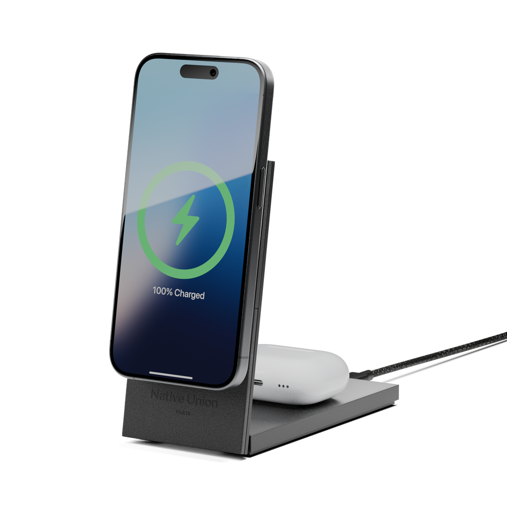 native-union-rise-2-in-1-magnetic-wireless-charger-faltbares-qi2-magsafe-ladesta image 1