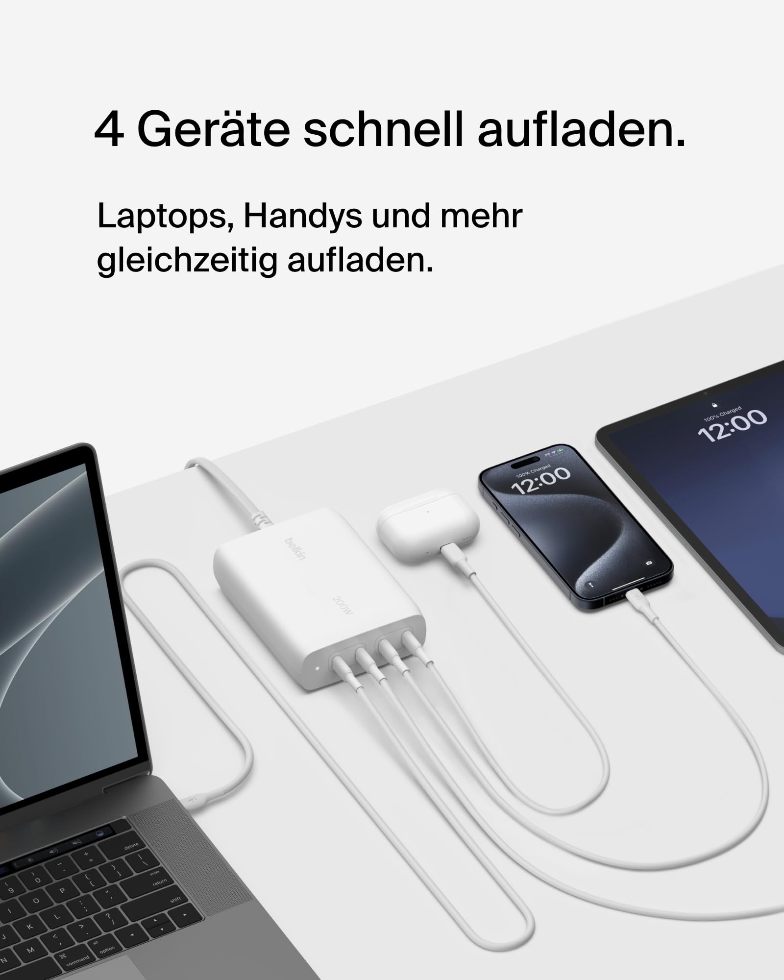 belkin-boostcharge-pro-4-port-usb-c-gan-ladeger-t-200-w-usb-c-pd-3-1-1-5-m-netzk image 2