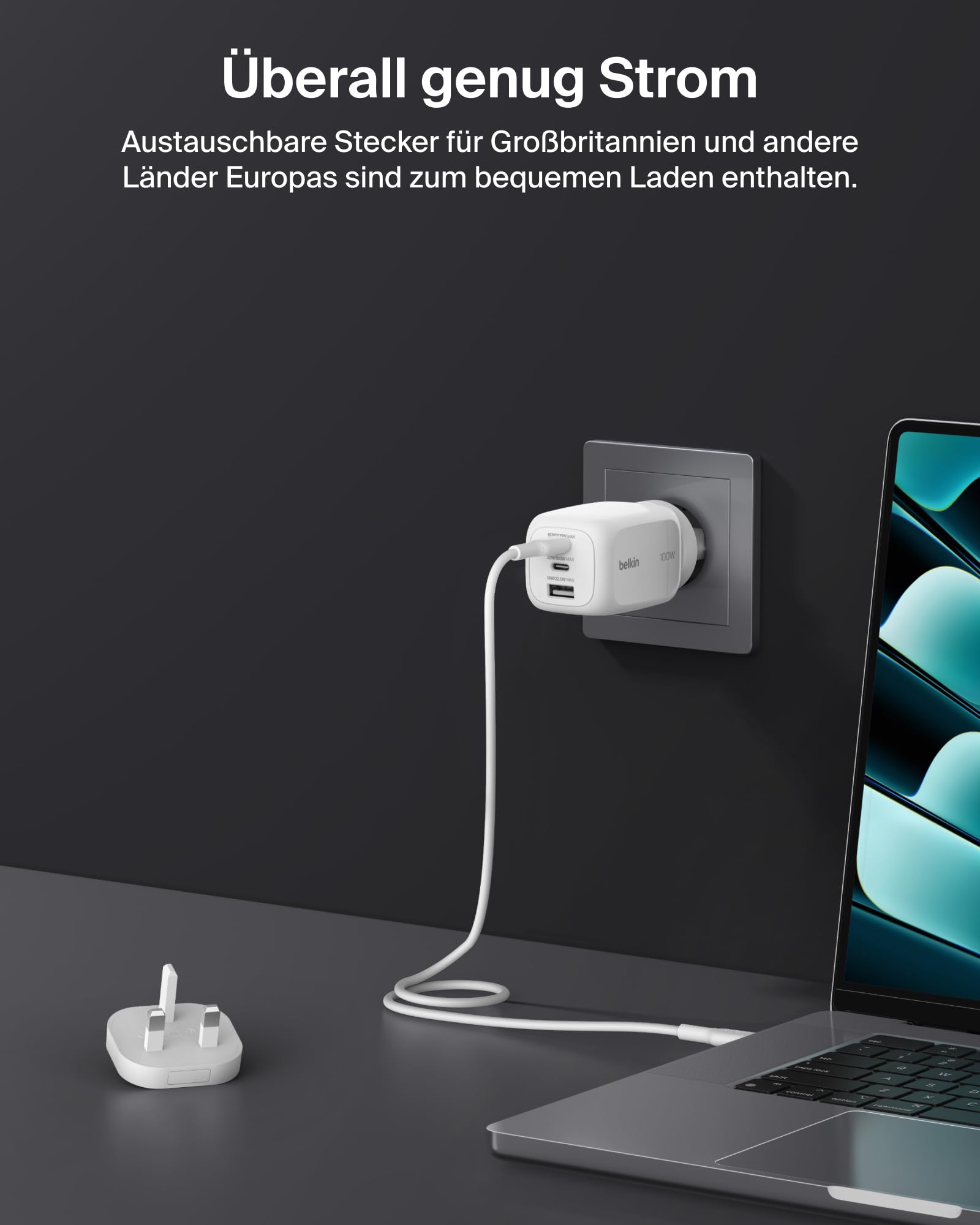 belkin-100-w-3-port-usb-c-gan-ladeger-t-mit-pps-pd-2x-usb-c-1x-usb-a-reisestecke image 3