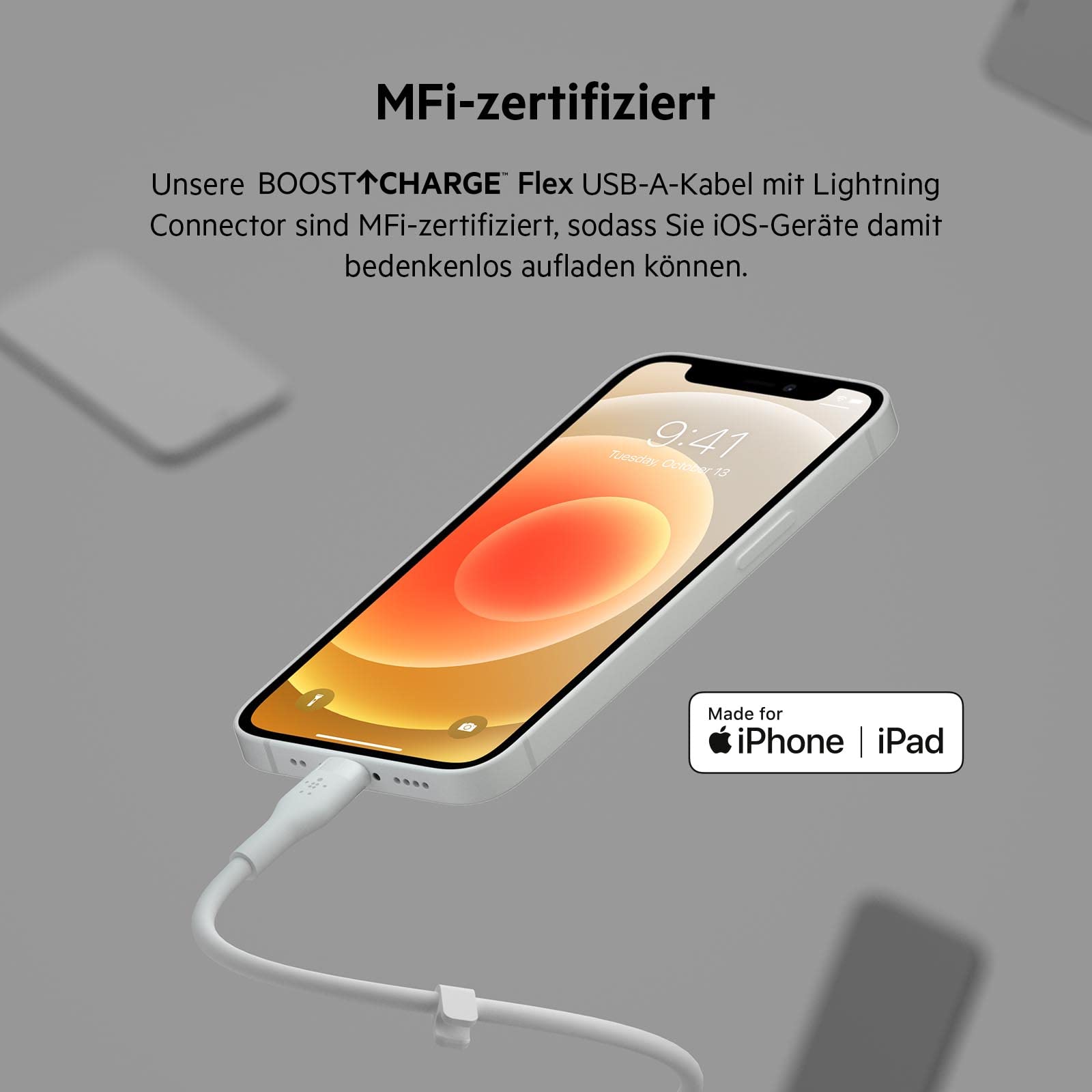 belkin-boostcharge-flex-usb-a-lightning-kabel-3-m-mfi-zertifiziert-silikon-25-ma image 2
