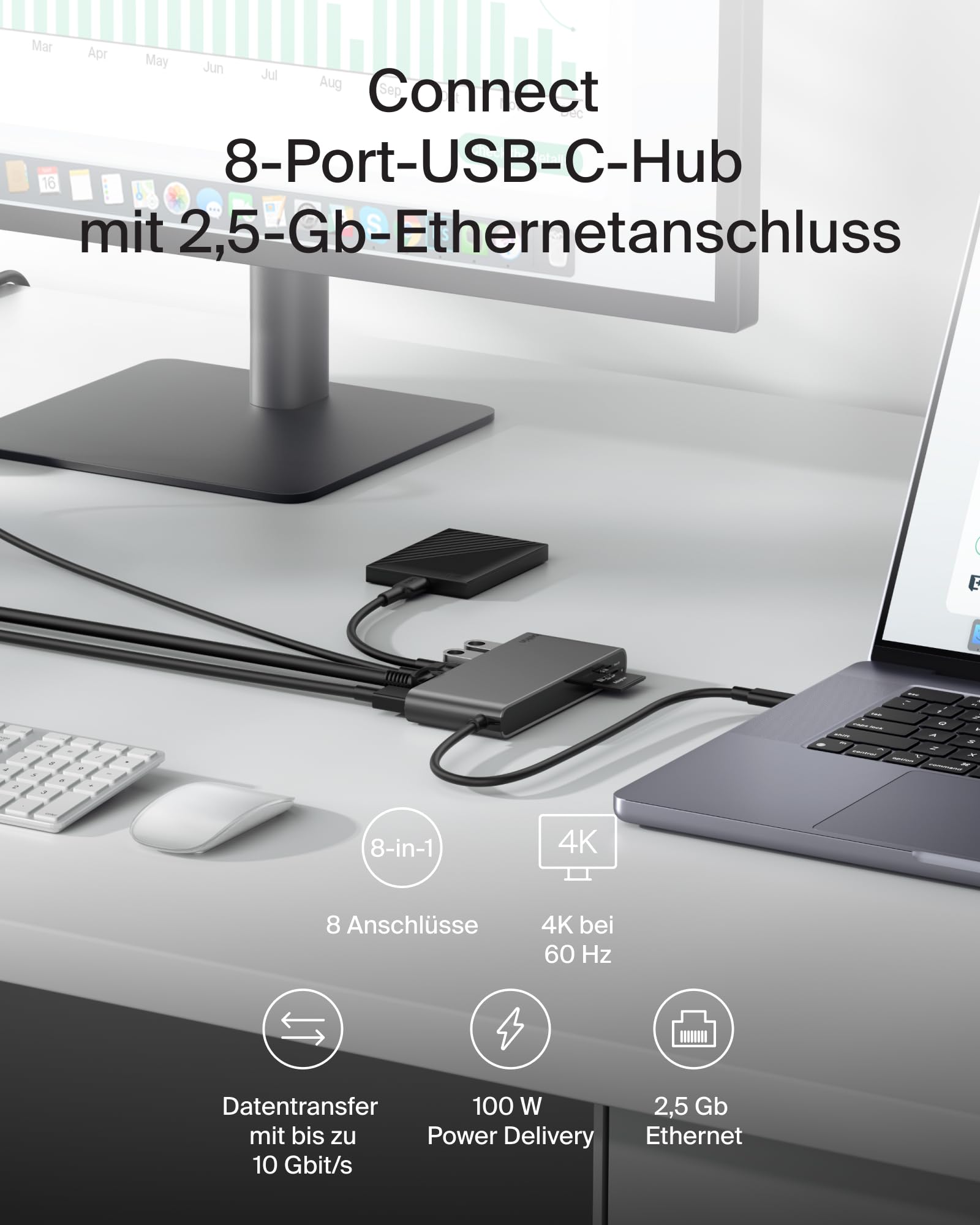 belkin-connect-8-in-1-usb-c-hub-mit-4k-60-hz-hdmi-100-w-pd-ladedurchgang-10-gbit image 2
