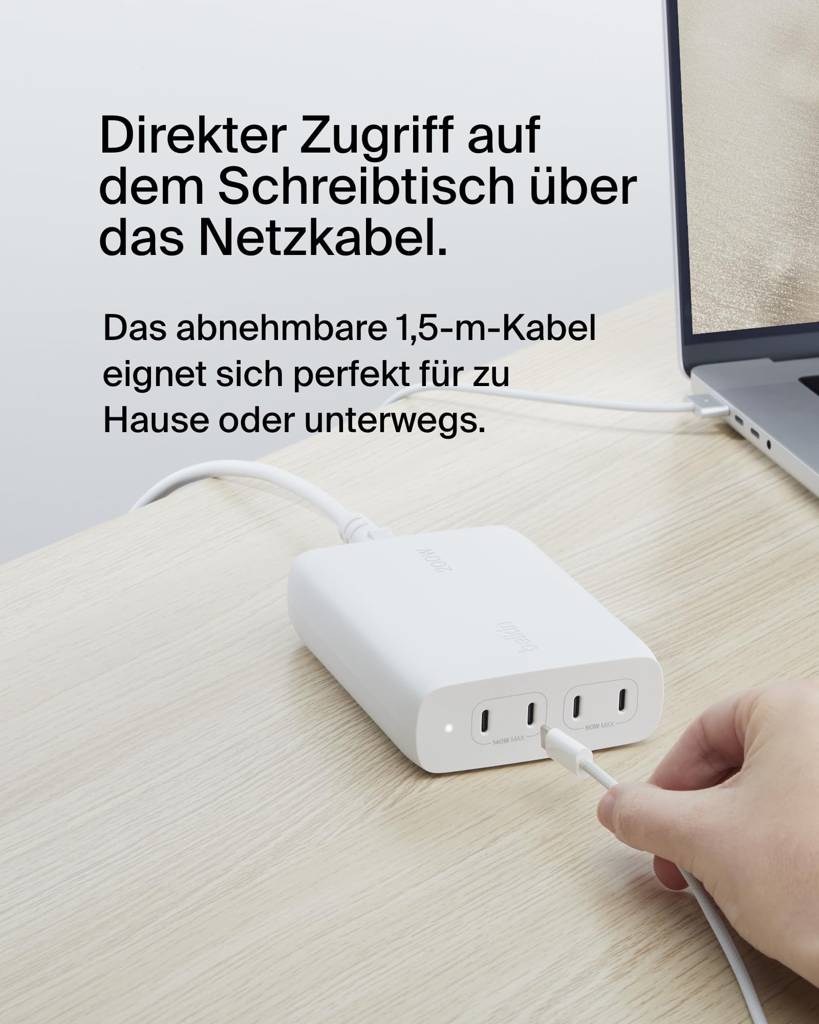 belkin-boostcharge-pro-4-port-usb-c-gan-ladeger-t-200-w-usb-c-pd-3-1-1-5-m-netzk image 4
