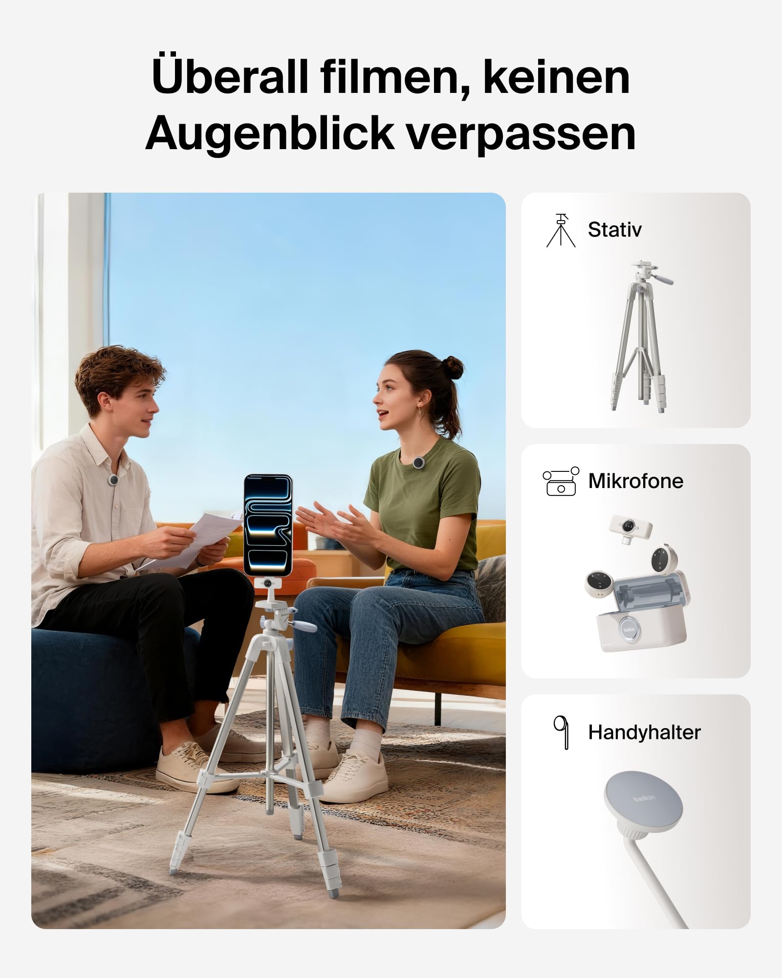 belkin-stage-creator-kit-vlogging-set-mit-magnetischer-handyhalterung-verstellba image 2