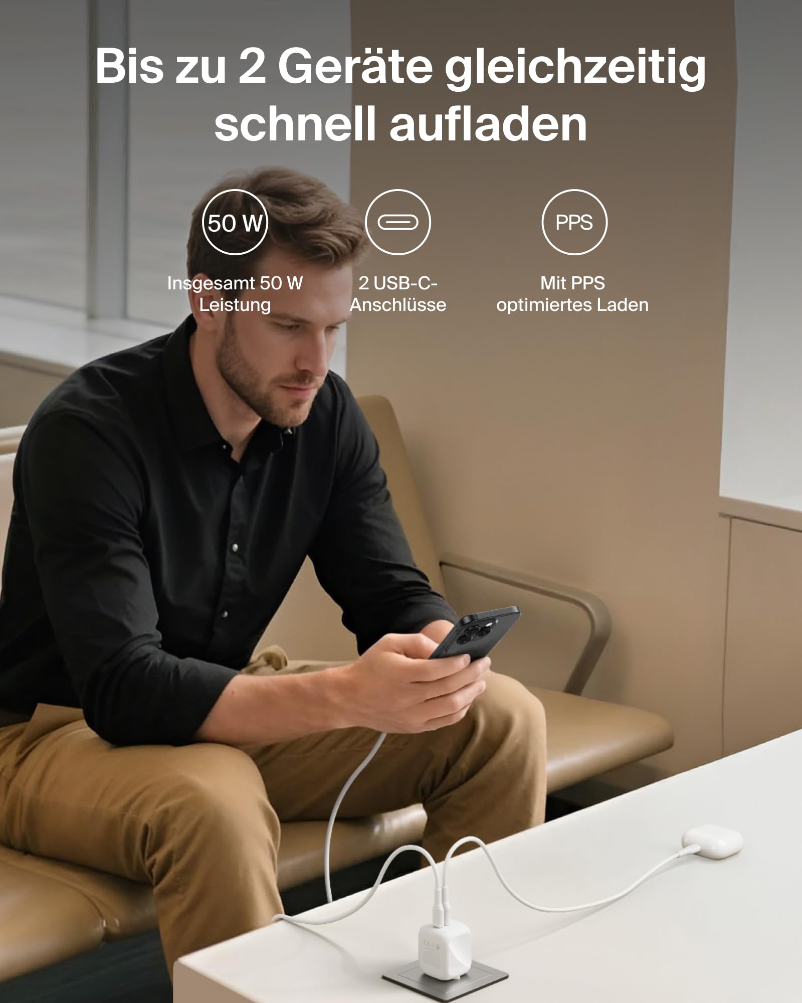 belkin-50-w-gan-2-port-usb-c-ladeger-t-schnellladeger-t-mit-pps-pd-3-1-wei image 2
