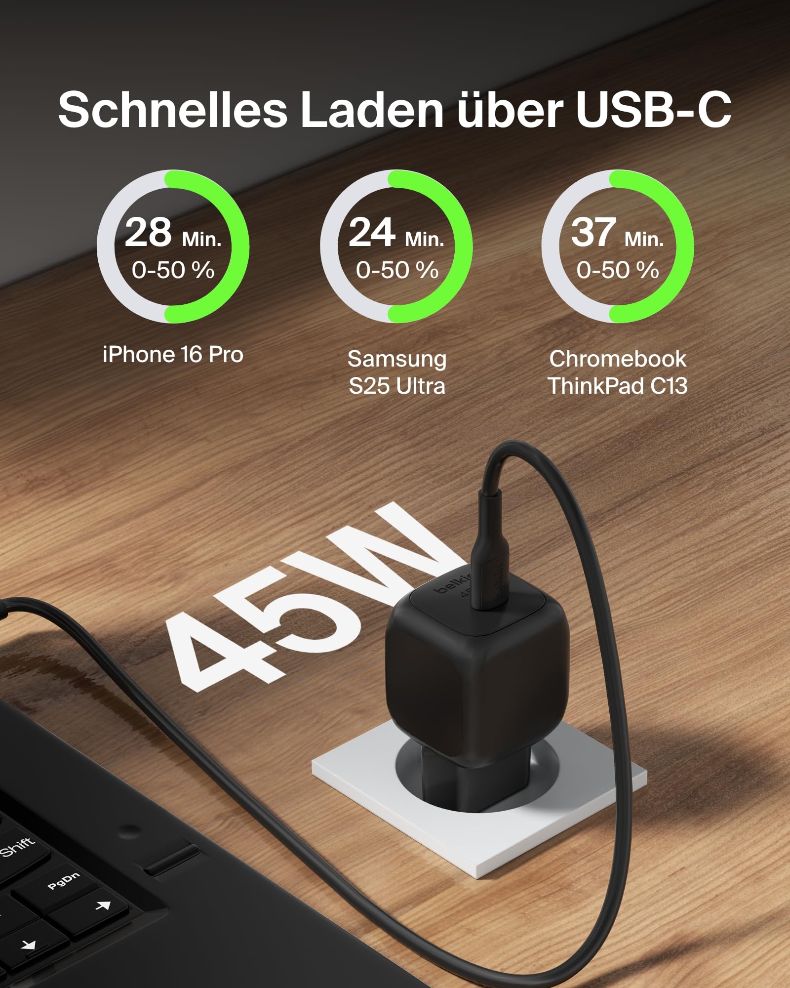 belkin-kompaktes-usb-c-ladeger-t-45-w-mit-usb-c-auf-usb-c-kabel-usb-pd-3-1-schne image 2