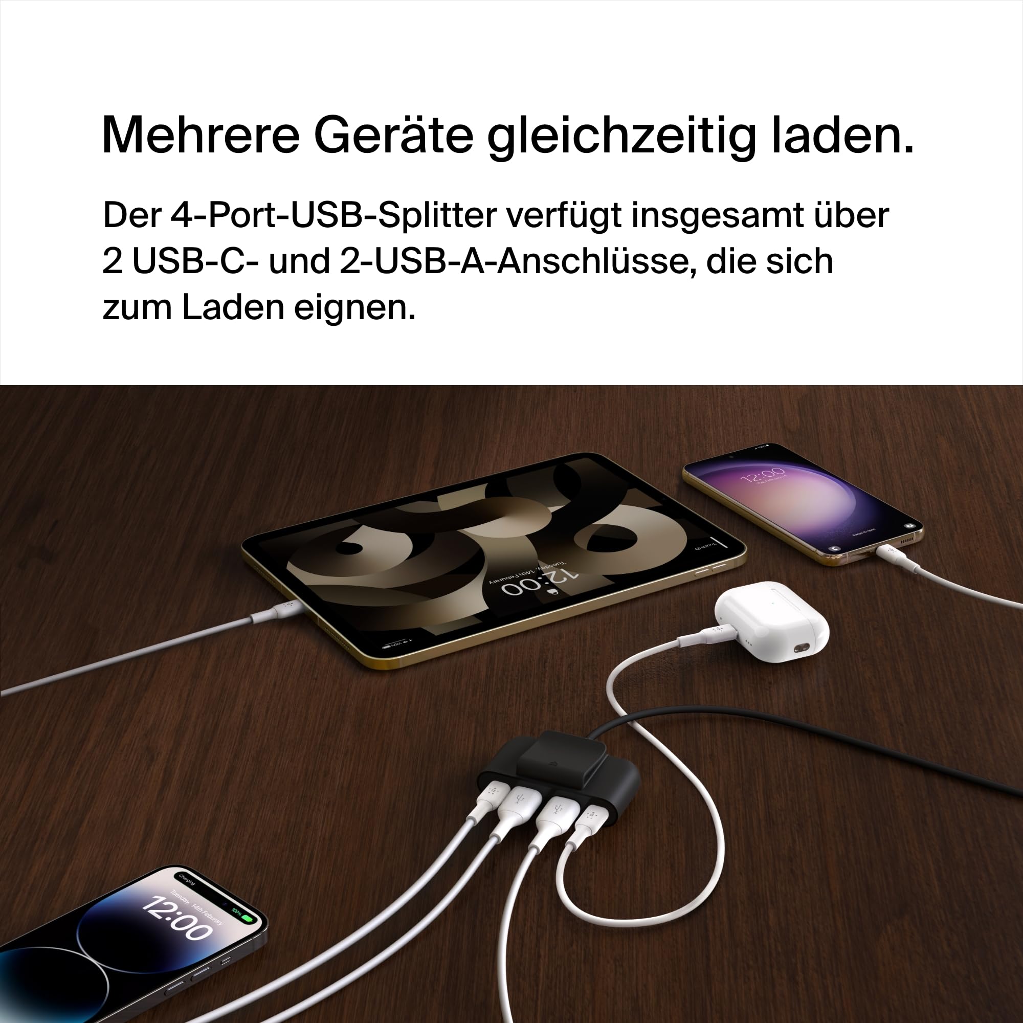 belkin-4-port-usb-splitter-30-w-mit-2-m-kabel-2x-usb-c-und-2x-usb-a-usb-verteile image 2