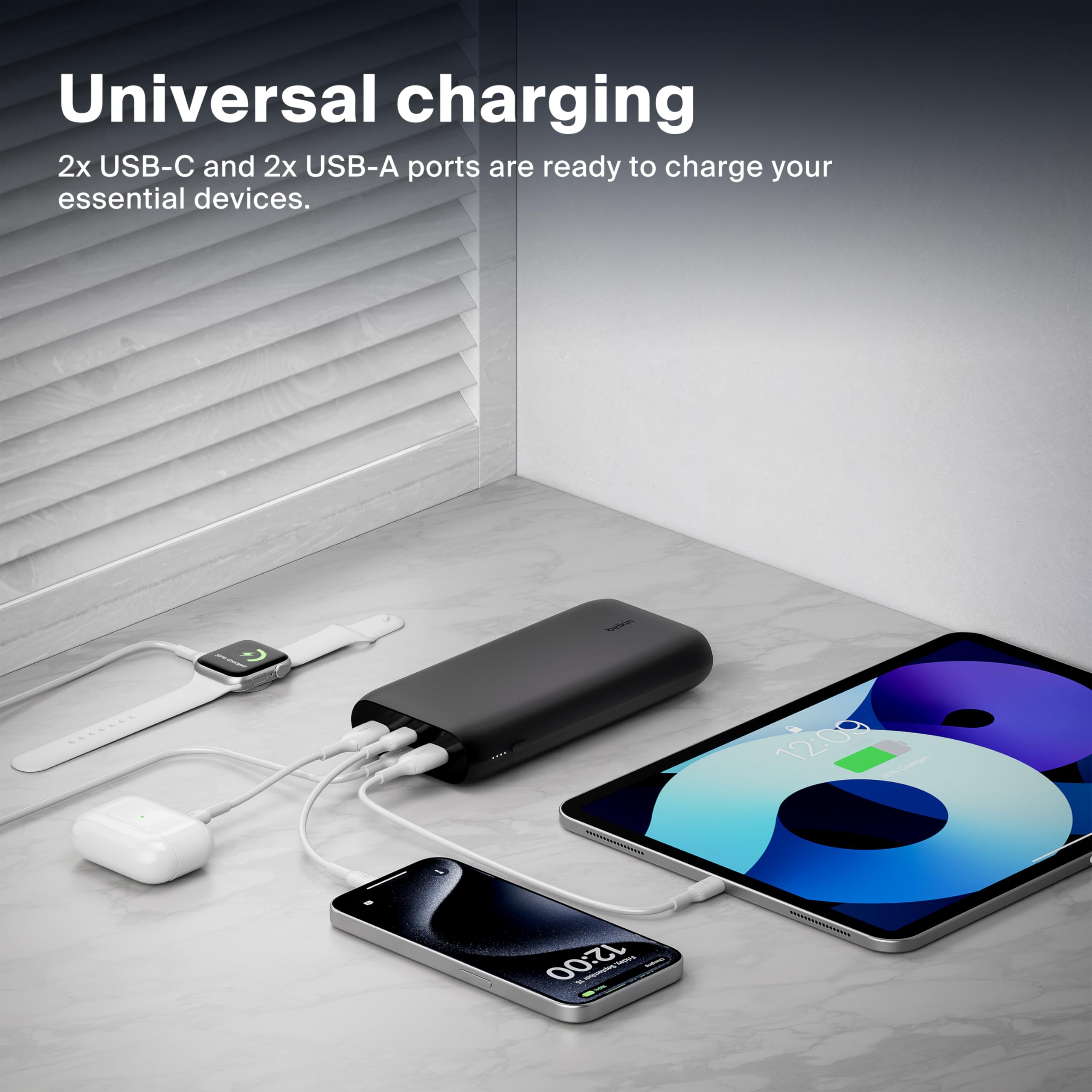 belkin-boostcharge-26000-mah-power-bank-32-w-2x-usb-c-2x-usb-a-pps-usb-c-kabel-i image 6